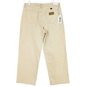 Wrangler Women's Jeans Size 32 Mid-Rise Loose Fit Straight Leg Stretch Beige NWT